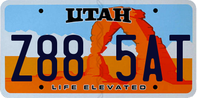 UT license plate Z885AT