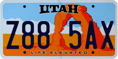 UT license plate Z885AX