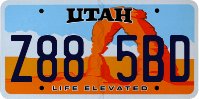 UT license plate Z885BD
