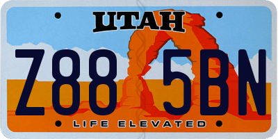 UT license plate Z885BN