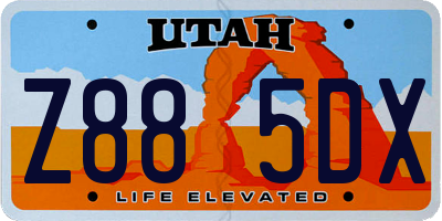 UT license plate Z885DX
