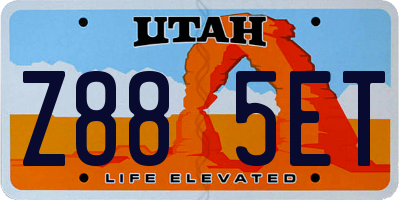UT license plate Z885ET