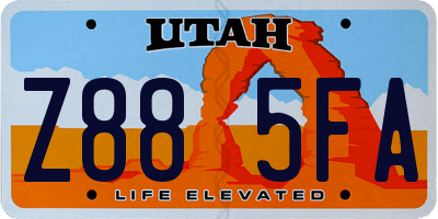 UT license plate Z885FA
