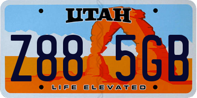 UT license plate Z885GB