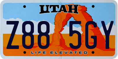 UT license plate Z885GY