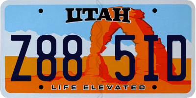UT license plate Z885ID