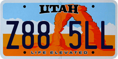 UT license plate Z885LL