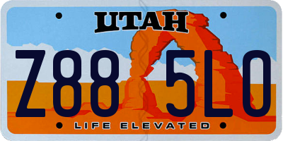 UT license plate Z885LO
