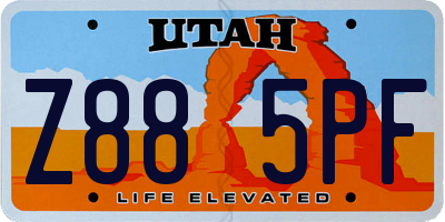 UT license plate Z885PF