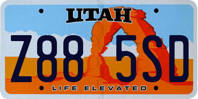 UT license plate Z885SD