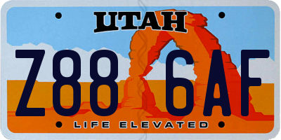 UT license plate Z886AF
