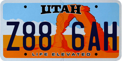 UT license plate Z886AH