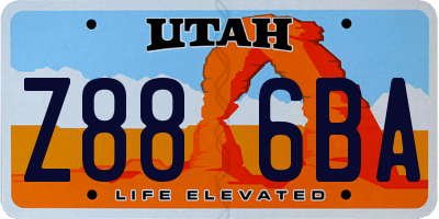 UT license plate Z886BA