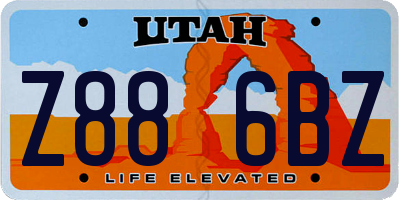 UT license plate Z886BZ