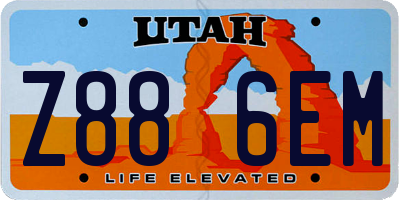 UT license plate Z886EM