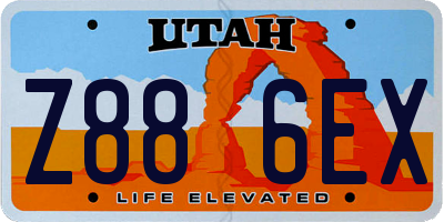 UT license plate Z886EX