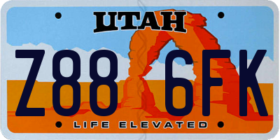UT license plate Z886FK