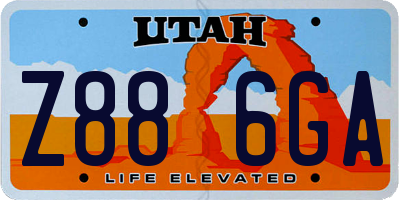 UT license plate Z886GA