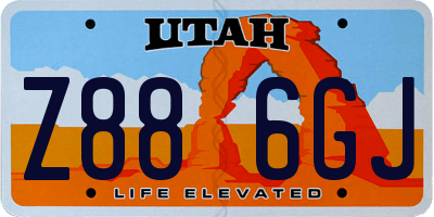 UT license plate Z886GJ