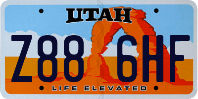 UT license plate Z886HF