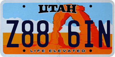 UT license plate Z886IN