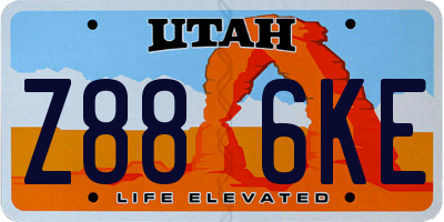 UT license plate Z886KE