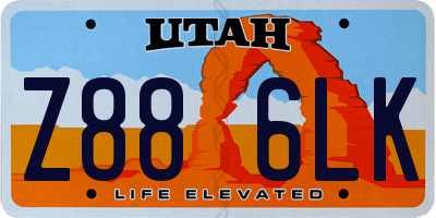 UT license plate Z886LK