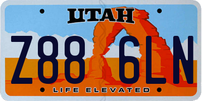 UT license plate Z886LN