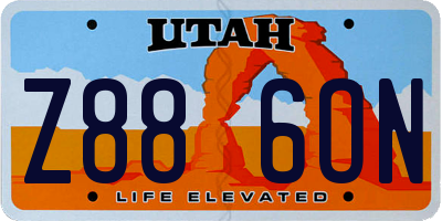 UT license plate Z886ON