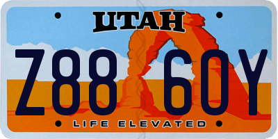 UT license plate Z886OY