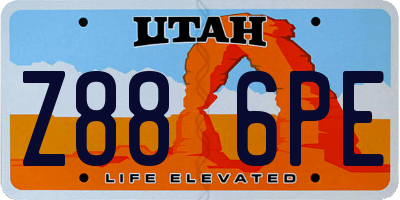 UT license plate Z886PE
