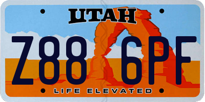 UT license plate Z886PF