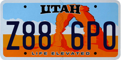 UT license plate Z886PO