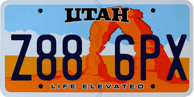 UT license plate Z886PX