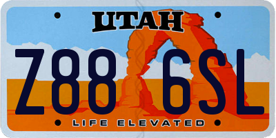UT license plate Z886SL