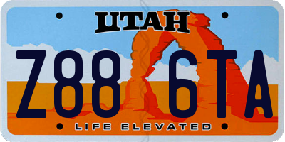 UT license plate Z886TA