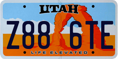 UT license plate Z886TE