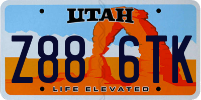 UT license plate Z886TK