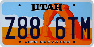 UT license plate Z886TM