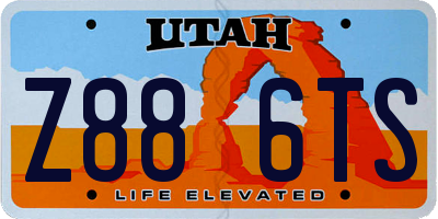 UT license plate Z886TS
