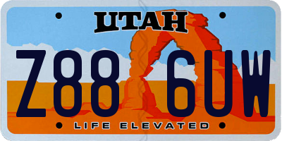 UT license plate Z886UW