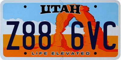 UT license plate Z886VC