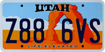 UT license plate Z886VS