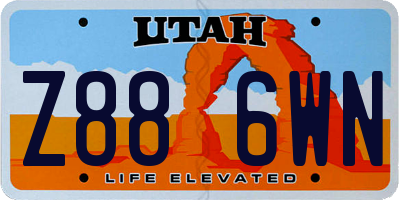 UT license plate Z886WN