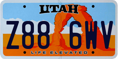 UT license plate Z886WV