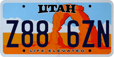UT license plate Z886ZN