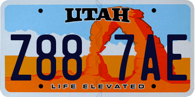 UT license plate Z887AE