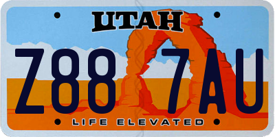 UT license plate Z887AU