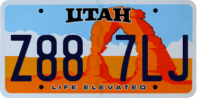 UT license plate Z887LJ