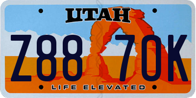 UT license plate Z887OK
